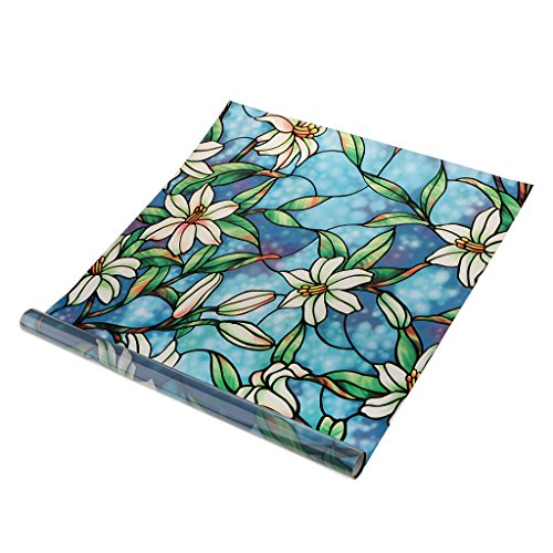 Générique Réutilisable Autocollant Film de Fenêtre Verre Dépoli 45x100cm Motif de Fleurs - #3 code EAN 0047393161406 