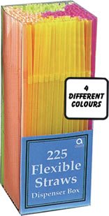 International lot de 225 pailles flexibles fluo