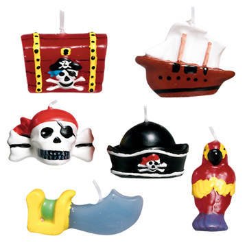 6 Mini Bougies Pirates - Taille Unique