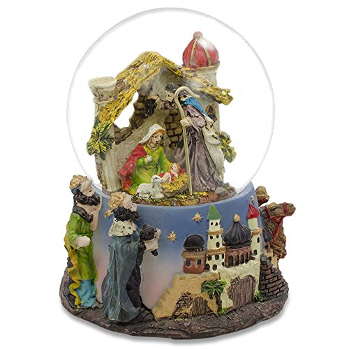 BestPysanky Crèche de Noël 15,2 cm - Mary, Joseph, Jésus de Noël Boule à neige musicale pour bébé, 0051907358305 (0051907358305)