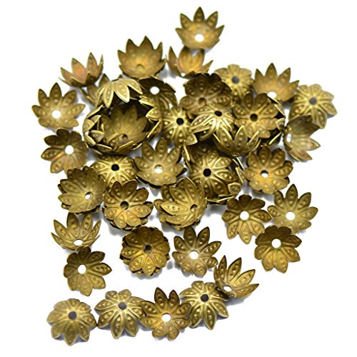 50pcs 10mm Coupelle Bronze Fleurs Métal Caps Vi...