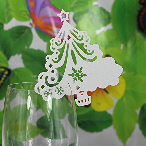 50pcs Glace Arbre De Noël Blanc Verre De Vin La...