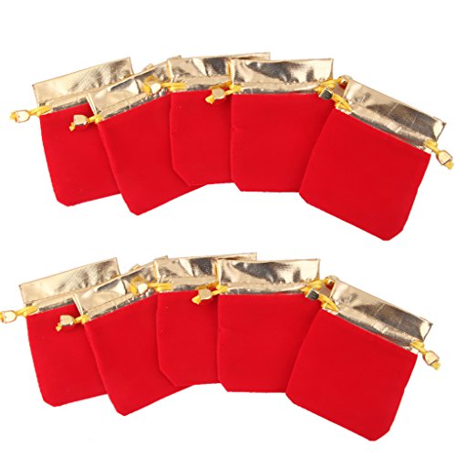 10pcs Pochette Bijoux Cordon de Velours Rouge e...