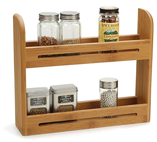 RSVP Bamboo Herb/Spice Organization Rack Jars/B...