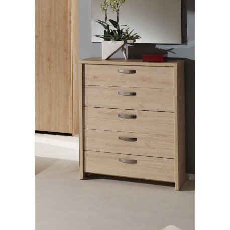 Commode haute à 5 tiroirs ROMA design contemporain