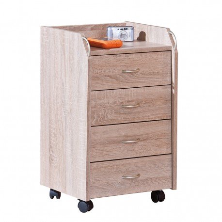 container à 4 tiroirs coloris chêne naturel