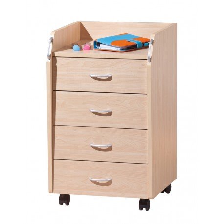 CONTAINER À 4 TIROIRS COLORIS BOIS ÉRABLE NATUREL