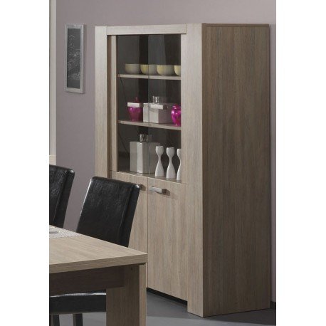 Vitrine à 4 portes coloris chêne rustique