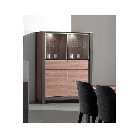 vitrine à 4 portes coloris chêne gladstone greige