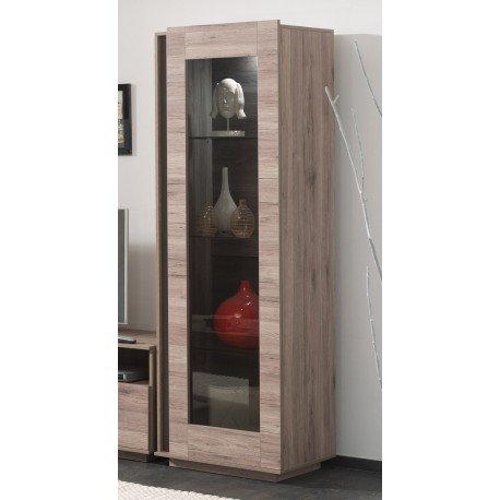 vitrine 1 portes coloris chêne clair