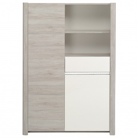 Bahut LUNEO en Chêne Portofino et Gris Blanc Br...