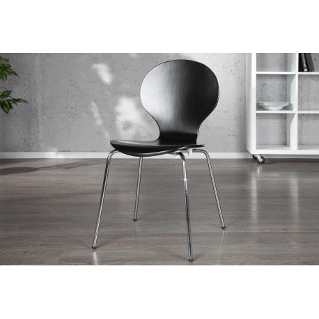 Lot de 4 chaises en bois avec piétement en méta...