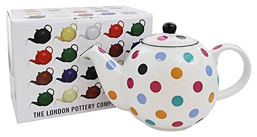 - london pottery globe teapot white with multic...