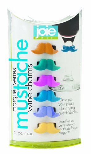 Mustache marque-verres de vin coloris assortis 0067742498021 Joie Mustache marque-verres de vin coloris assortis 0067742498021 Joie