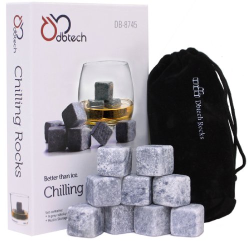 DBTech DB-Tech Set of 9 Grey Whisky Chilling Rocks Gift Set With A Muslin Pouch - Chill Your Whiskey with these rocks Without Dilution - Rocks Carved out of 100% Pure Soapstone (japan import) 0074994514379 (0074994514379)