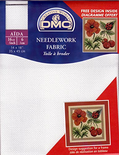 Toile à broder aida de coton - blanc - 6/cm - 3...