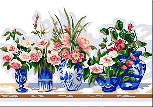 Canevas: Pots de fleurs roses C19N33