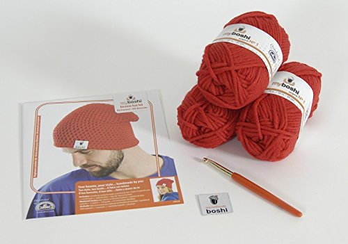 Beanie hat kit tricot bonnet My boshi Rouge - D...