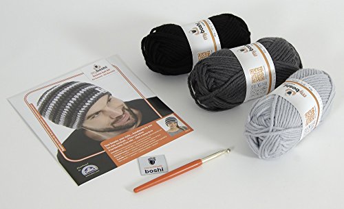 Beanie hat kit tricot bonnet My boshi gris/noir...