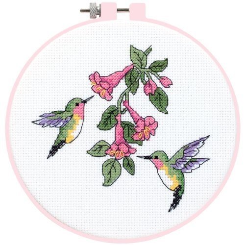Dimensions Apprenez-A-Craft colibri Duo Kit de broderie au point de croix 14 ct rond 6 cm code EAN 0088677724078 