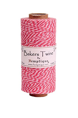 Hemptique Bobine de ficelle rose point 2 plis bobine, coton, rose/corail et blanc, 125 m, 1 mm 0091037735706 (0091037735706)