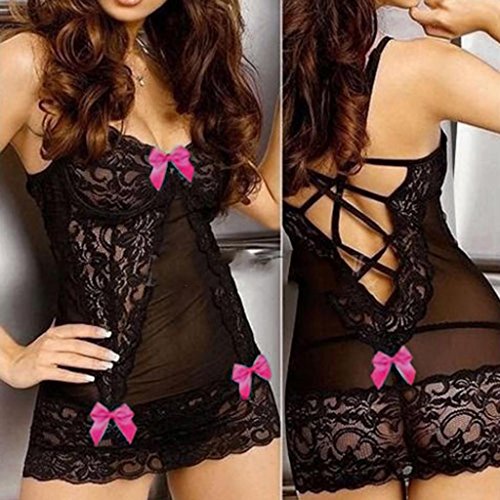 Rose bowknot design sexy lingerie en dentelle d...
