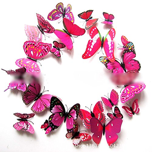 12 pcs 3d papillon multi-couleurs sticker mural...