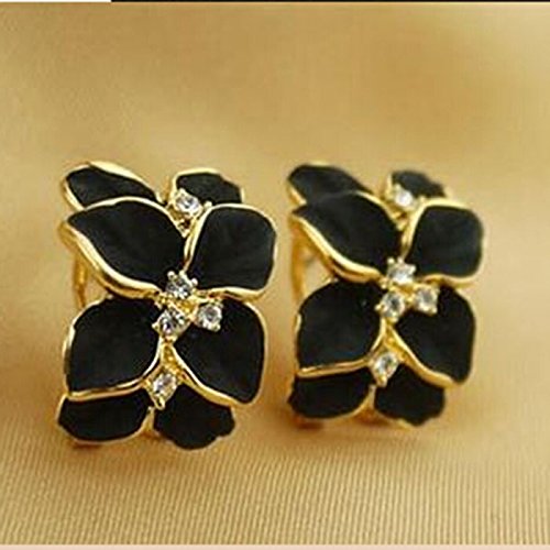 1 pair gardenia fleur d'oreilles en cristal str...