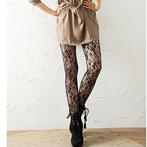 Sexy motif rose creux hors design collant élast...