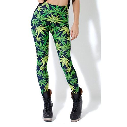 Fashion herbe verte feuille d'érable imprimé co...