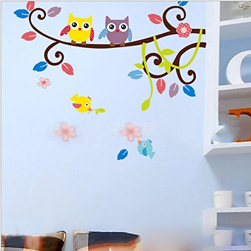 Diy hibou arbre sticker mural décoration de la ...
