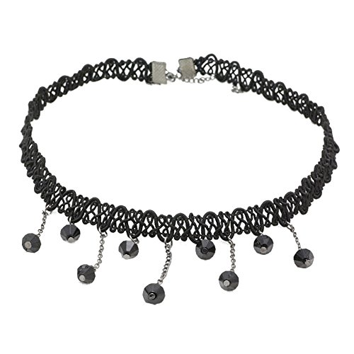 Sexy dentelle noir collier perles de fleur chaîne de collier 0091962857245 HuaYang