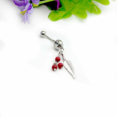 GGG Fashion boule de cristal brillant feuille dangle piercing nombril/sexy corps bijoux 1 (rouge) code EAN 0091965051862 