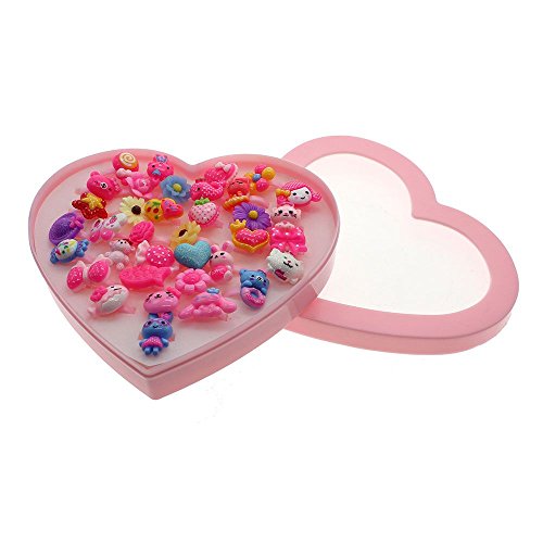 HuaYang 36pcs Cartoon Enfants Fantaisie Fleur réglable bagues animaux Coeur Box code EAN 0092111417273 