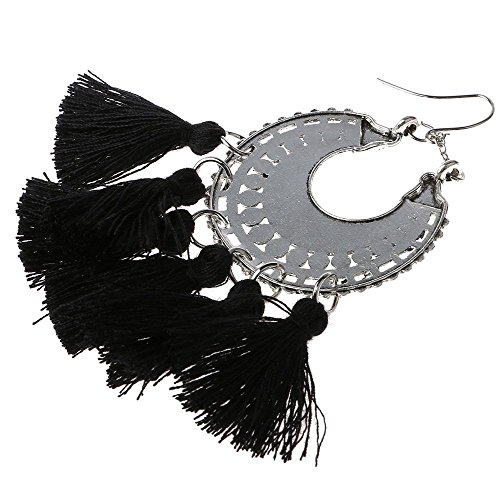 Femmes bijoux élégant bohême glands noir pendre...