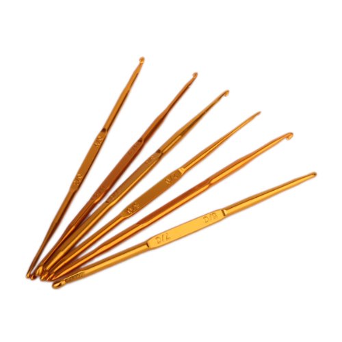 6pcs Aiguilles à Crochet en aluminium doré à Ex...