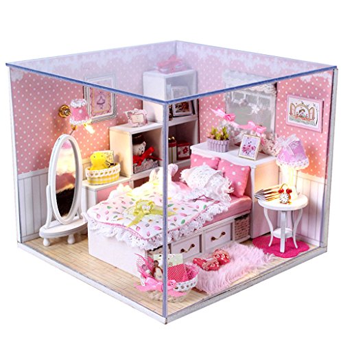 Kit Modélisme Miniature Chambre Rose avec Lumiè...