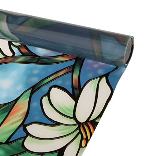 Générique Réutilisable Autocollant Film de Fenêtre Verre Dépoli 45x100cm Motif de Fleurs Sticker - 3# code EAN 0095056792719 