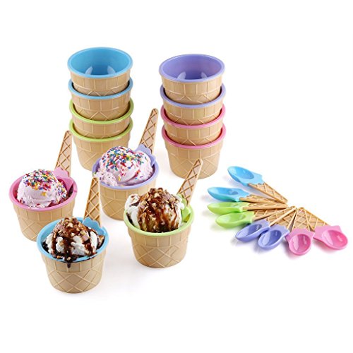 Kit Plastique Crème Glacée Bol Spoon Dessert Cu...