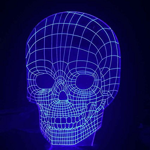 Crâne Illusion d'optique LED 3D Lampe de Nuit C...