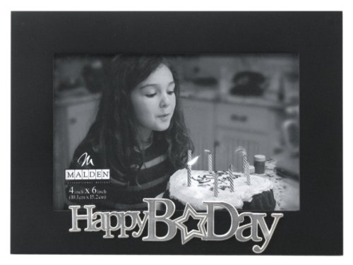 Expressions cadre photo en bois noir, happy bir...