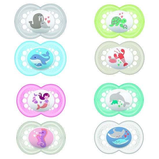  Lot de 2 sucettes animaux 2ème âge silicone Aléatoire  de Mam code EAN 01001312 