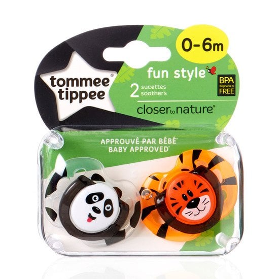  Sucettes Fun 0-6 mois x2 Aléatoire  de Tommee Tippee code EAN 01007190 