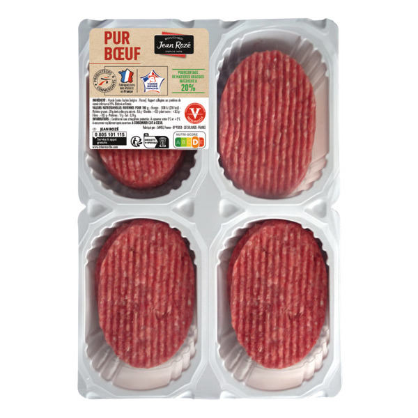 VIANDE BOVINE : 12 STEAKS HACHES 15% MAT 600 GR 
