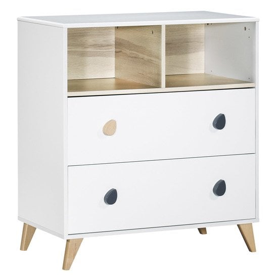  Oslo commode 2 tiroirs Blanc bouton goutte  de Sauthon Baby's Sweet Home code EAN 01074731 