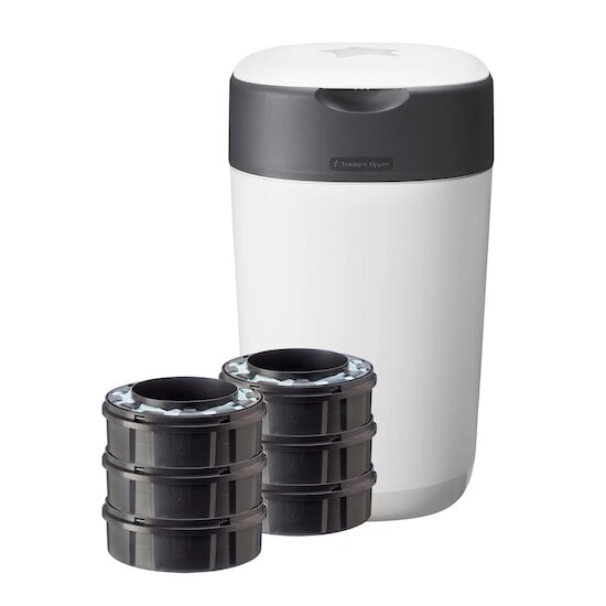 Poubelle à Couches Avancée Twist & Click Starter-pack, Lot de 6 Recharges  Blanc  de Tommee Tippee code EAN 01116286 