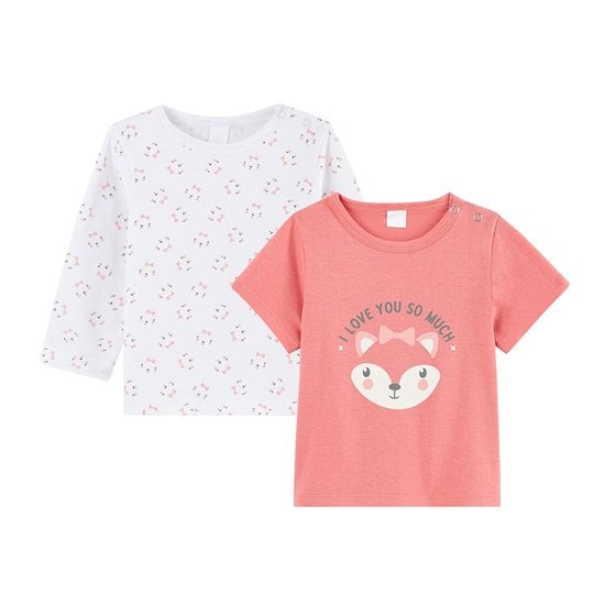  Lot de 2 t-shirts Animals Rose/Blanc 1 mois de P'tit bisou code EAN 01127829 