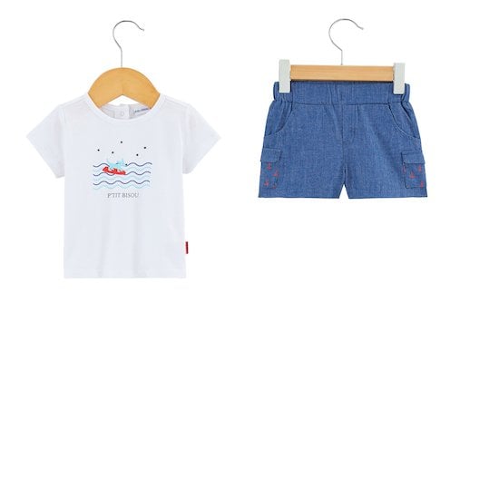  Ensemble short + t-shirt Navy Baby Bleu/Blanc 1 mois de P'tit bisou code EAN 01127977 