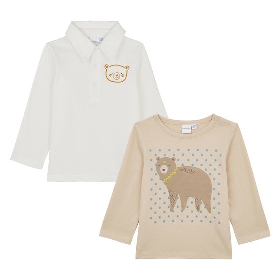  Lot de 2 t-shirts Beige/Marron 1 mois de P'tit bisou code EAN 01136032 