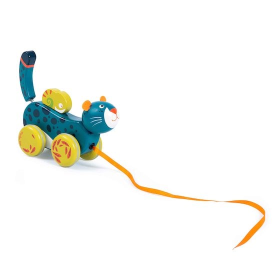  Dans la jungle jouet à tirer Panthère  de Moulin Roty code EAN 01137155 
